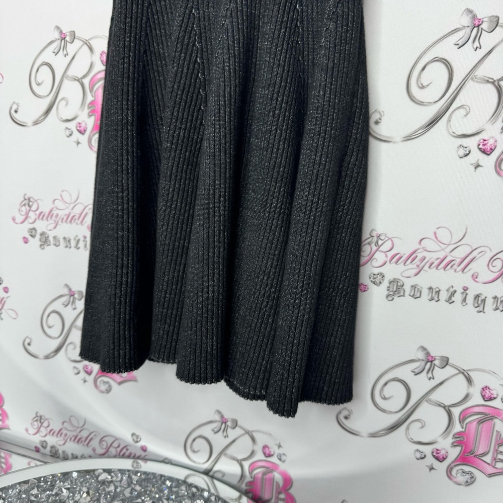 Victoria secret dress black grey stretchy ribbed tiered ruffle bottom *flaws* - Picture 3 of 13